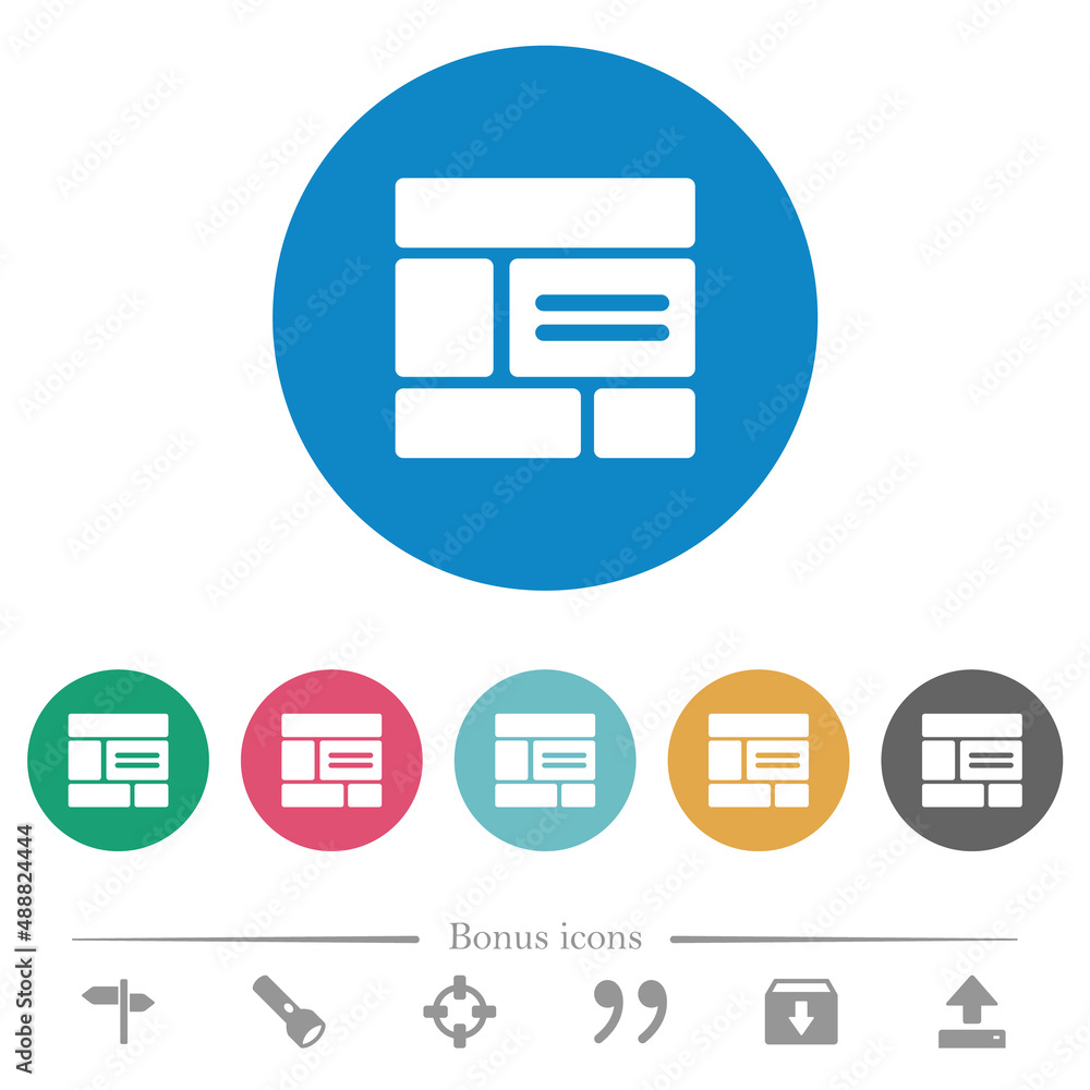 Poster web layout solid flat round icons