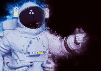 astronaut is positive with thumbs up close up view
