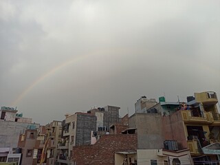 rainbow over the city