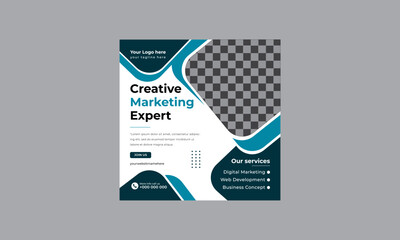 Trandy digital marketing agency social media post and business sale promo banner vector template.