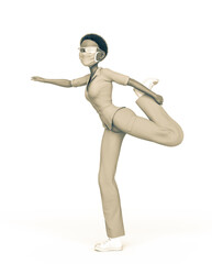 nurse is stretching on white background