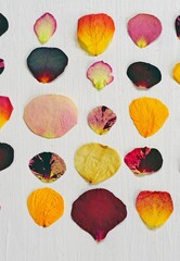 Multicolor pressed dried rose petals
