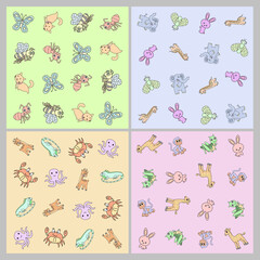 seamless pattern with cute animals childish. wallpaper animals theme