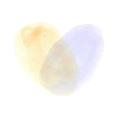 Heart shape color stain. Love symbol. Hand drawn with marker. Yellow and violet. Fingerprint. Vector illustration, flat design
