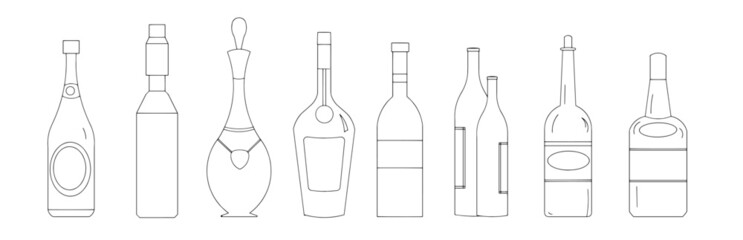Set of vine bottles.