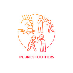 Injuries to others red gradient concept icon. Violent behavior. Effects of conduct disorder abstract idea thin line illustration. Isolated outline drawing. Myriad Pro-Bold fonts used
