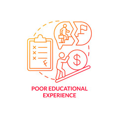 Poor educational experience red gradient concept icon. Mental health. Effects of conduct disorder abstract idea thin line illustration. Isolated outline drawing. Myriad Pro-Bold fonts used