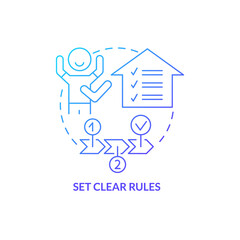 Set clear rules blue gradient concept icon. Realistic rules. Tips for parents. Conduct disorder abstract idea thin line illustration. Isolated outline drawing. Myriad Pro-Bold fonts used