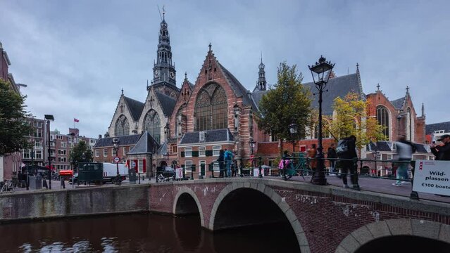 Day Time Lapse with clouds and boats in Amsterdam, The Netherlands