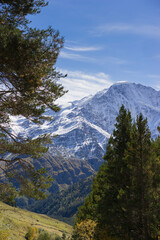 Breathtaking panorama of morning wild nature high in mountains