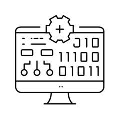 Fototapeta premium school computer line icon vector illustration