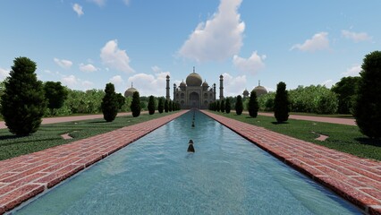 Taj Mahal monument, India, 3d illustration