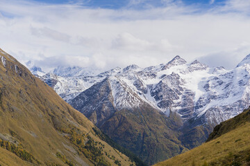 Fototapeta premium Breathtaking panorama of morning wild nature high in mountains