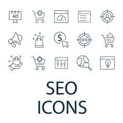 SEO icons set . SEO pack symbol vector elements for infographic web