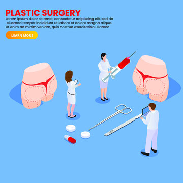 Bottom plastic surgery isometric 3d vector concept for banner, website, illustration, landing page, flyer, etc.