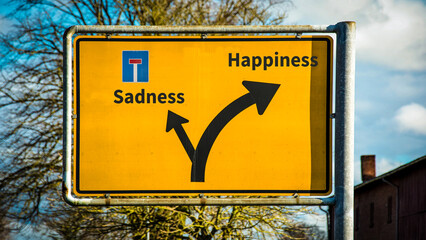 Street Sign Happiness versus Sadness