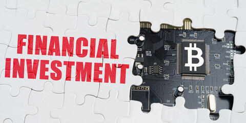 On the puzzles there is a processor with a bitcoin symbol and it says - Financial investment
