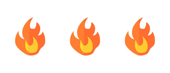 A set of flame icons. Burning and fire. Vectors.