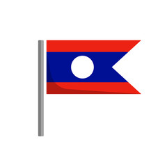 Laos national flag with pole. Vectors.