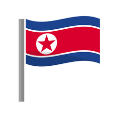 A fluttering North Korean flag. Vector.