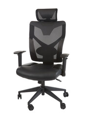 Black office chair isolated on white background.