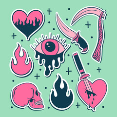 Sticker collection hand drawn style free vector