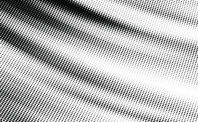 Curving halftone tonal fade abstract vector background. Half tone pattern with smooth black and white transitions.