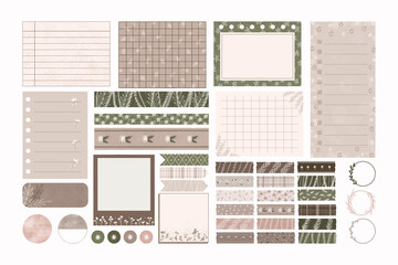 Printable Floral and Botanical Sticker Set for Planner in Neutral Color