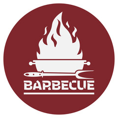 barbecue grill symbol, grill with flames, vector illustration