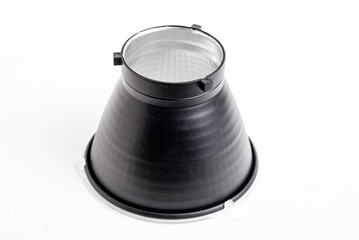 Standard reflector on a white background. Attachment for studio flash with bowens mount.