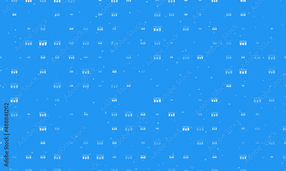 Poster Seamless background pattern of evenly spaced white water game symbols of different sizes and opacity. Vector illustration on blue background with stars