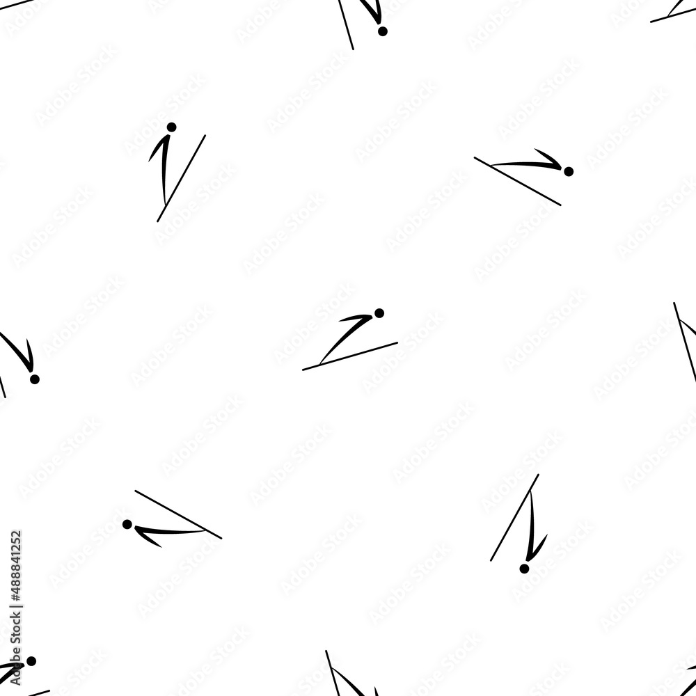 Aufkleber seamless pattern of repeated black ski jumping symbols. elements are evenly spaced and some are rota