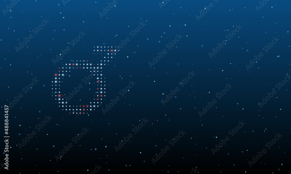 Poster on the left is the demiboy symbol filled with white dots. background pattern from dots and circles o