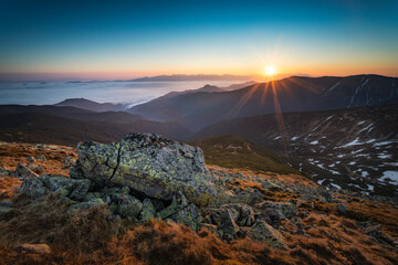 Sunset in the Low Tatras mountains