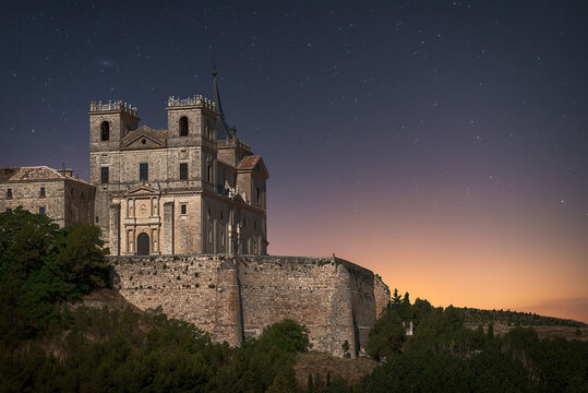 Ancient monastery at night time