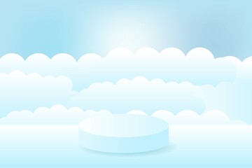 The empty podium is located in heaven. Vector illustration.