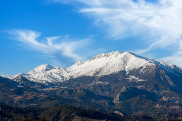 Fototapeta na wymiar Snow-capped Taurus mountains in Antalya - Turkey