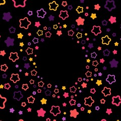 Colorful stars particle tunnel to place your content. Vector illustration.