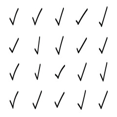 Hand Drawn Check Mark Set