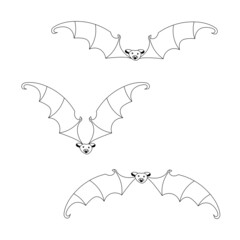 Bats outline monochrome set art design stock vector illustration for web, for print