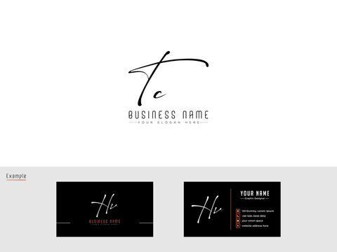 TC Signature initial logo, Signature tc ct Letter Logo Image and business card design