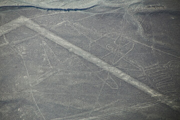Aerial view of Nazca Lines -  Whale geoglyph, Peru.