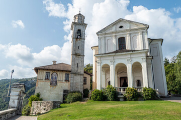 the beautiful sanctuary of the Madonna del Sasso above Lake Orta - obrazy, fototapety, plakaty
