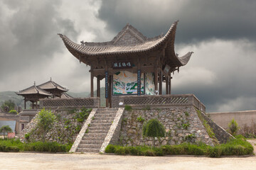 Small ancient Chinese temple in the city of Huzhu, Qinghai province China