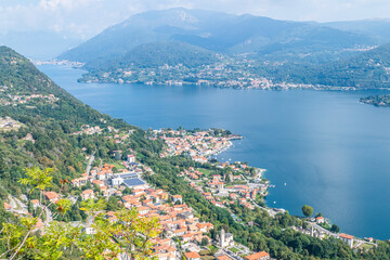 Fototapeta na wymiar Aerial view of the Lake Orta with the Island of San Giulio