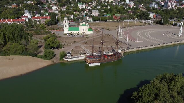 Admiralteyskaya square and Uspensky Admiralteysky church in Voronezh.