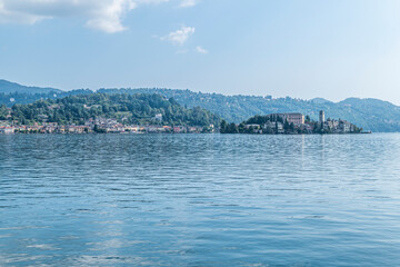 Fototapeta premium Landscape of the Lake Orta with the Island of San Giulio