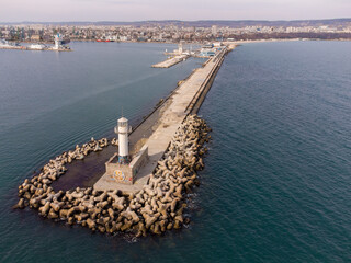 Lighthouse on the Black Sea. Bulgaria, Varna. - obrazy, fototapety, plakaty