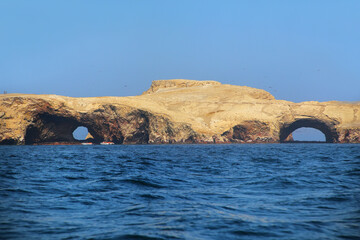 Rock formations in Ballestas Islands Reserve in Peru