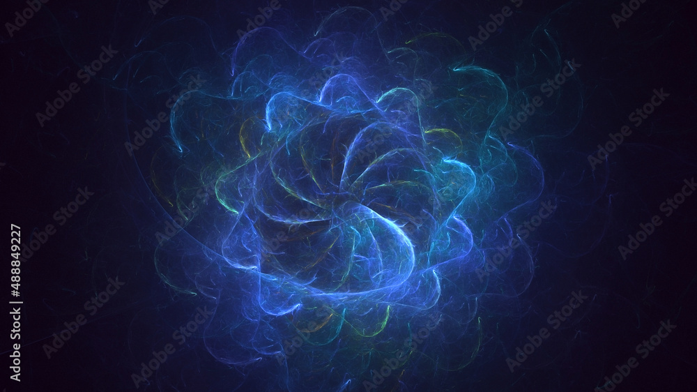Poster 3d rendering abstract colorful fractal light background